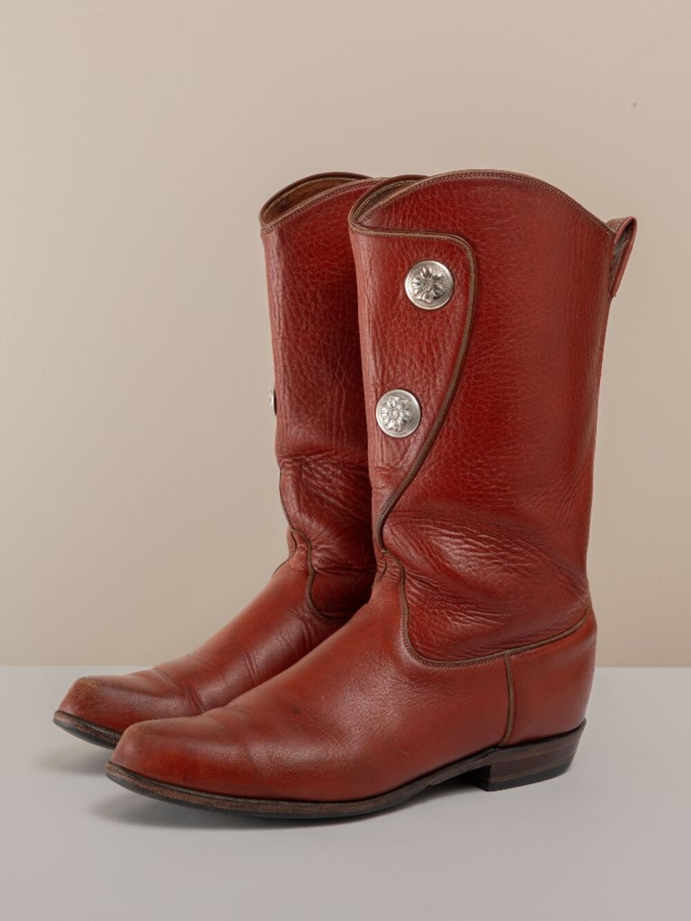 Share VTG 70s 80s Tony Lama Cowboy Boot Women 8M Red Leather Silver Concho Weste